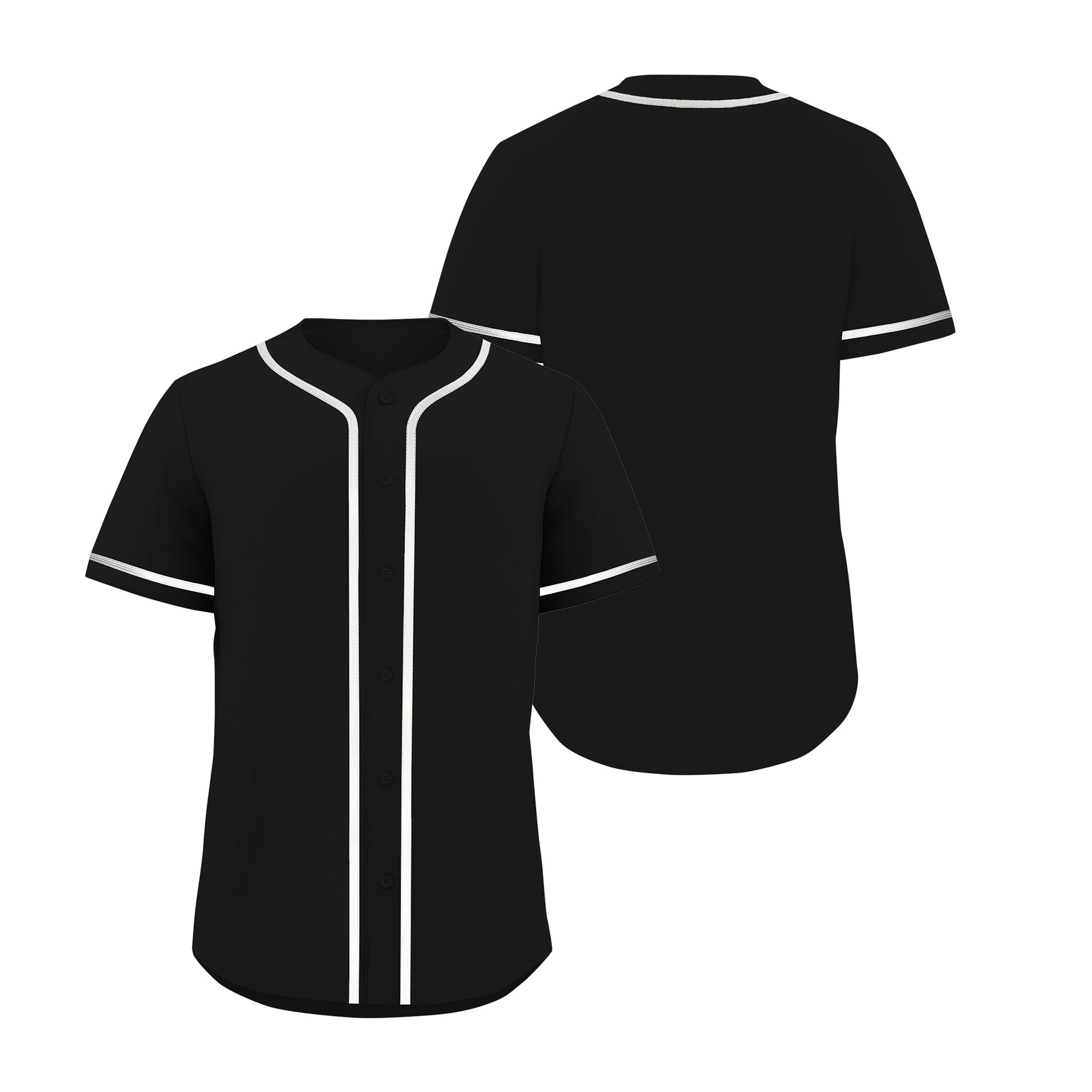YXTXGUA Black Plain Baseball Jersey Softball Shirts for Men Hipster Hip Hop Sports Team Uniform Button Down Short Sleeve