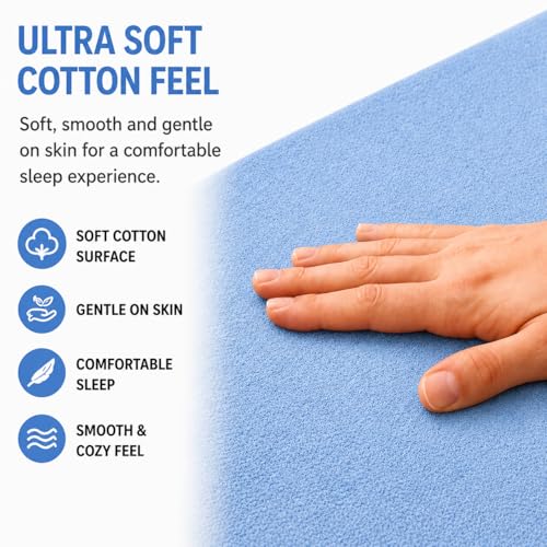 Image of Babylee 100% Waterproof King XL 78x72 Inch 6.5x6 Ft Fits Upto 10 Inch Mattress | Premium Terry Cotton Breathable Bed Protector | Mattress Cover for Double Bed | Sky Blue