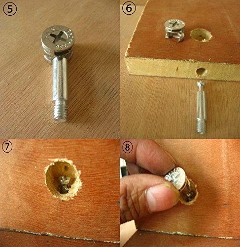 Preamer 20 Sets Furniture Side Connecting 15x12mm Cam Fitting Dowel Pre-inserted Nut, Silver,white, 40mm / 1.57" - Image 4
