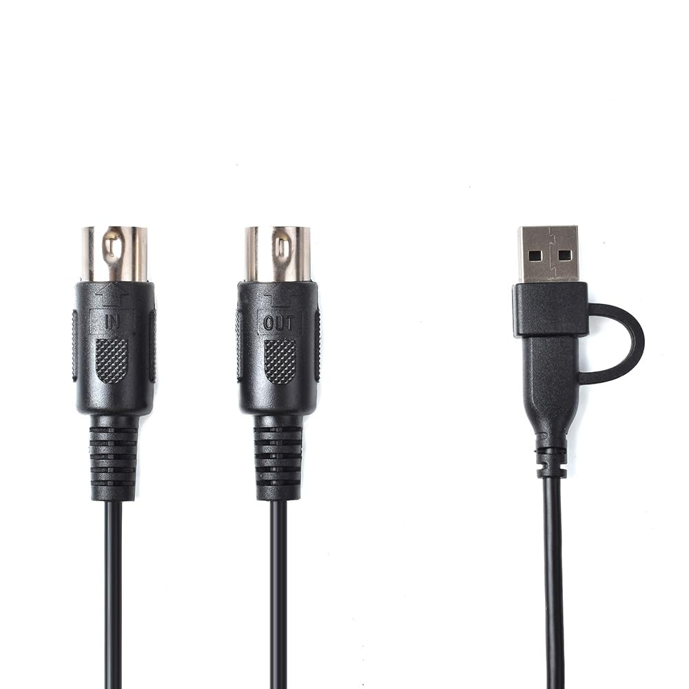 kabel MIDI do USB-C/kabel USB-A interfejs kabla USB MIDI 5-stykowy konwerter linii MIDI do USB kabel USB MIDI konwerter do adaptera klawiatury muzycznej (MTU-12)