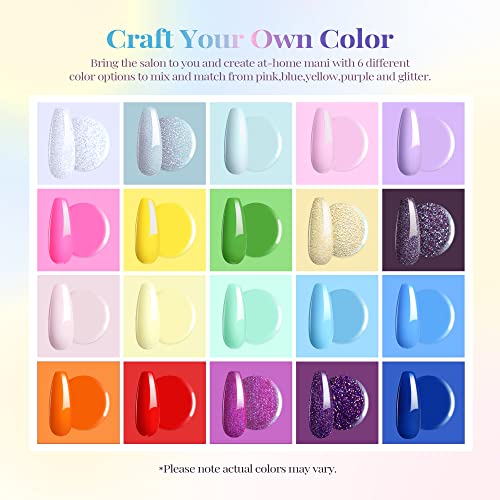 Beetles 20 Pcs Gel Nail Polish Kit, Unicorn Collection Pastel Pink Yellow Blue Easter Gel Polish Soak Off Purple Green Glitter Gel Nail Kit With Glossy & Matte Top And Base Coat Mother's Day Gifts For Women #TOP2