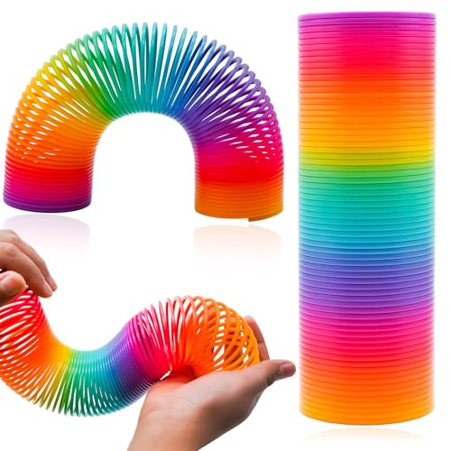 Rainbow Magic Spring Toy 15cm Large Slinky Coil Sensory Fidget Toy Stretchy Walking Spring for Kids Adults Stress Relief Party Bag Fillers Birthday Gifts Classroom Toy