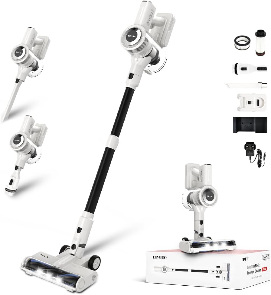 Diyuto Aspirapolvere Senza Fili,Aspirapolvere Potente 33kPa,60 Mins di Autonomia,7 * 2600mAh Batteria Staccabile Staffa Ricaricabile a Parete,Aspirapolvere leggero e Ideale Diyuto Aspirapolvere Senza Fili,Aspirapolvere Potente 33kPa,60 Mins di Autonomia,7 * 2600mAh Batteria Staccabile Staffa Ricaricabile a Parete,Aspirapolvere leggero e Ideale