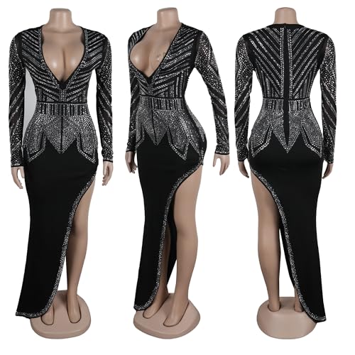 Image of PORRCEY Sexy Elegant Rhinestone Party Club Night Formal Dress for Women
