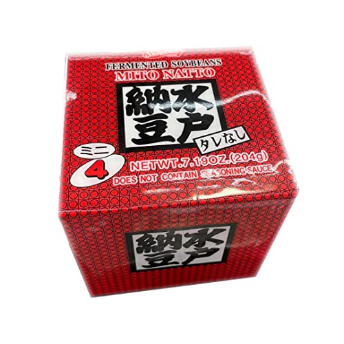 Shirakiku Mito Natto 4packs (7.19oz-204g). Fermented soybeans. Product of Japan. (Red) - (Pack of 1)