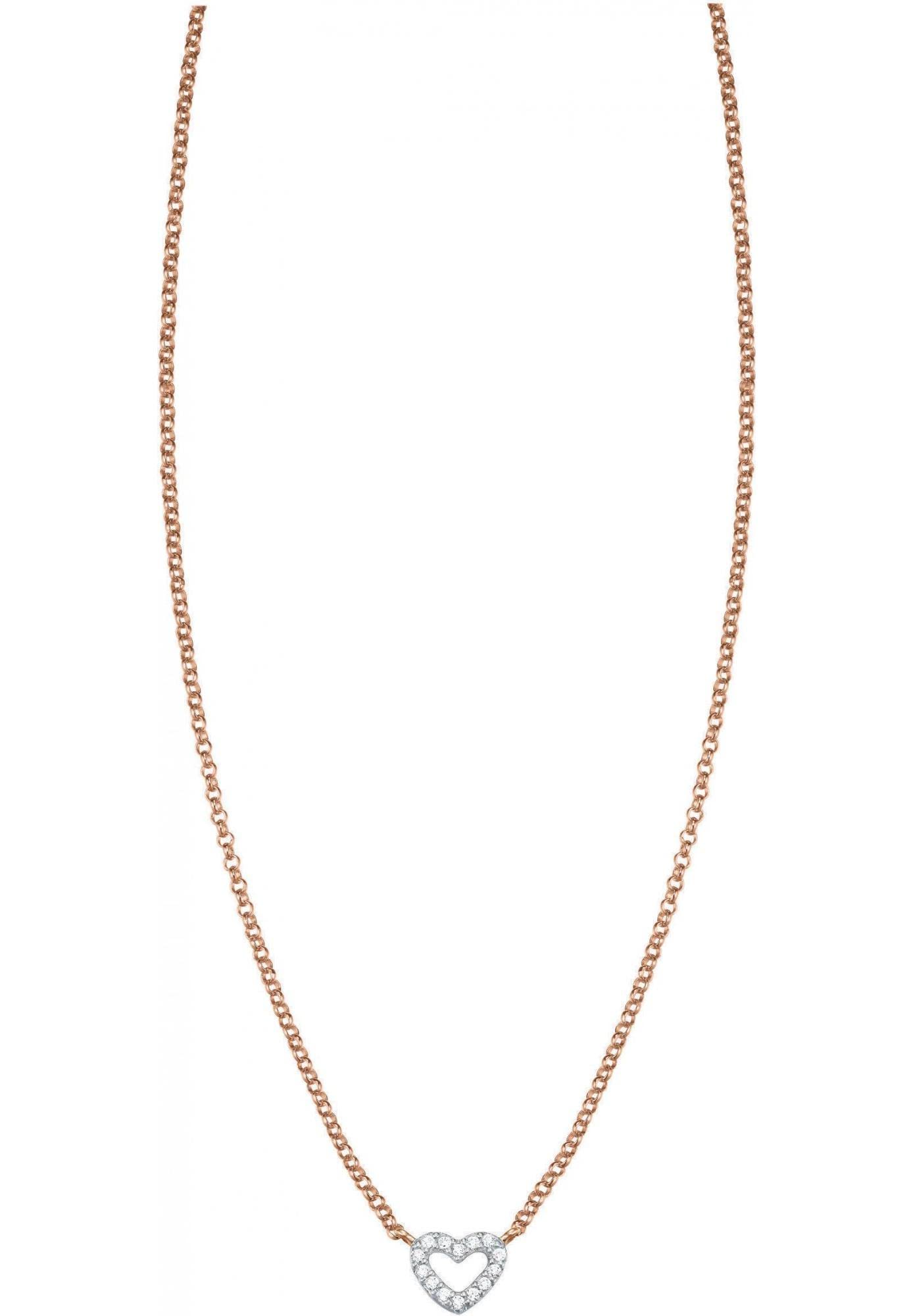 Esprit Essential Damen-Kette mit Anhänger ES-PICO LOVE ROSE 925 Silber rhodiniert Zirkonia transparent - ESNL93375C420