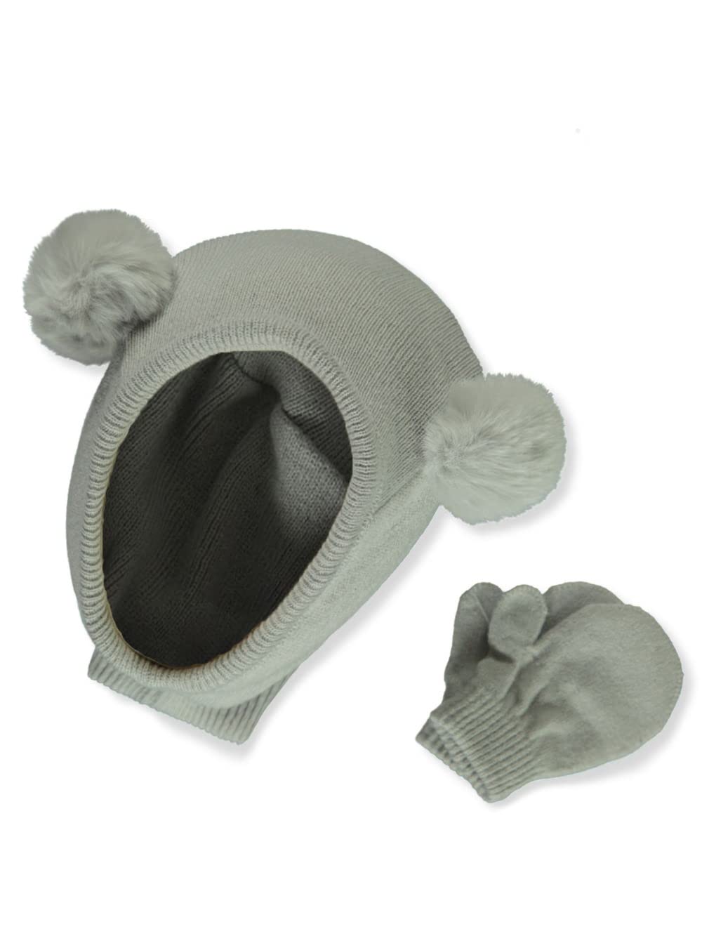 Koala Baby Boys' 2-Piece Faux Fur Balaclava Hat With Mittens Set - gray, 6-12