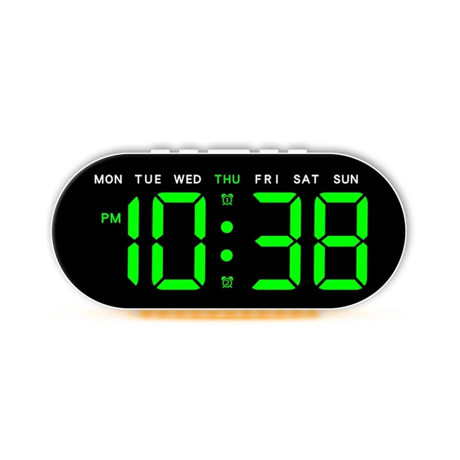 POAHNCU Alarm Clock, Digital Alarm Clocks for Bedrooms,Atmosphere Light Desk Clock with Dual Alarms Temperature Date Week Display Led,for Heavy Sleeper(White Shell-Green)