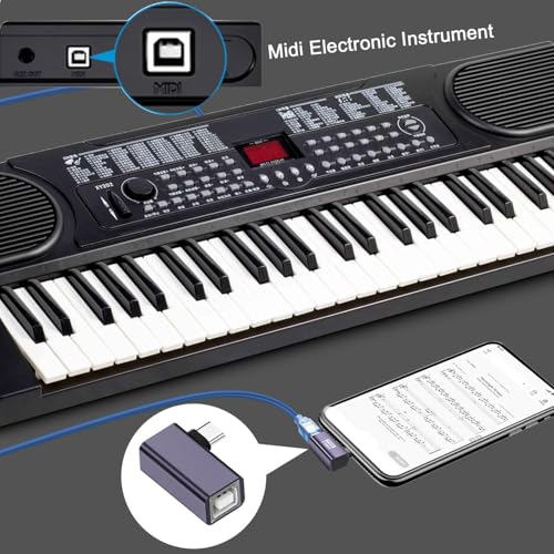 Image of ETZIN USB C Male to USB B Female 90 Angle Print Connector USB C Plug to MIDI Jack Electronic Instrument Right Angle Adapter 480Mbps 20W Charging,Al Hull,for Electronic Piano Printer EPL-1577CC