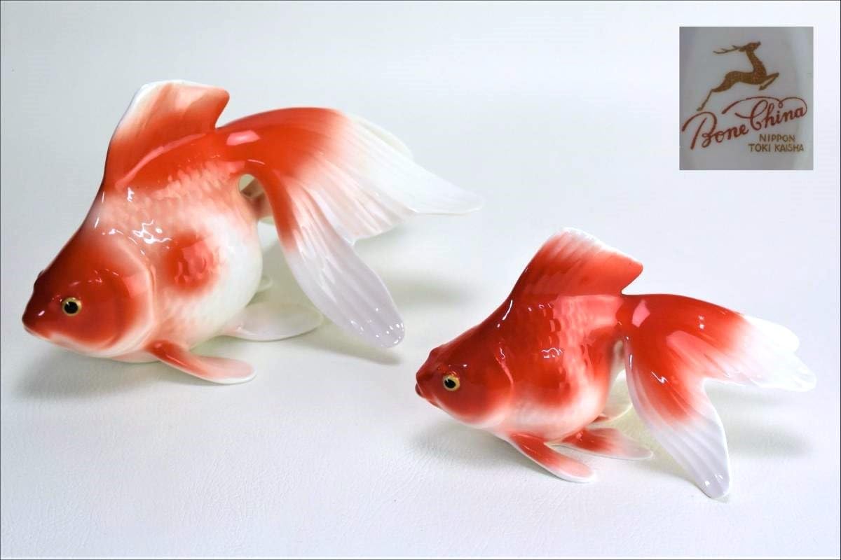 Amazon.co.jp: オールドノリタケ Noritake 置物 フィギュア 金魚 ペア 