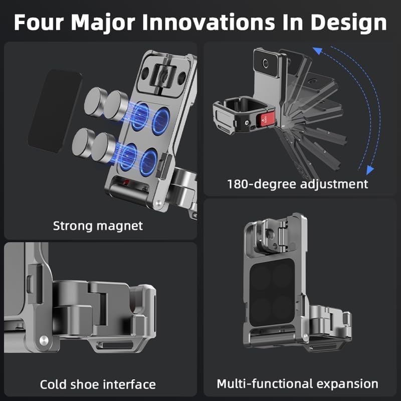 Coyktonty Osmo Pocket 3 Magnetic Mount, Magnet Expansion Adapter Holder for DJI Osmo Pocket 3 with Cold Shoe Slot/Action/GOPRO Connection Port
