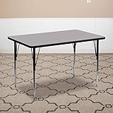 30''W x 72''L Rectangular Activity Table with Grey Thermal Fused Laminate Top and Standard Height Adjustable Legs [XU-A3072-REC-GY-T-A-GG]