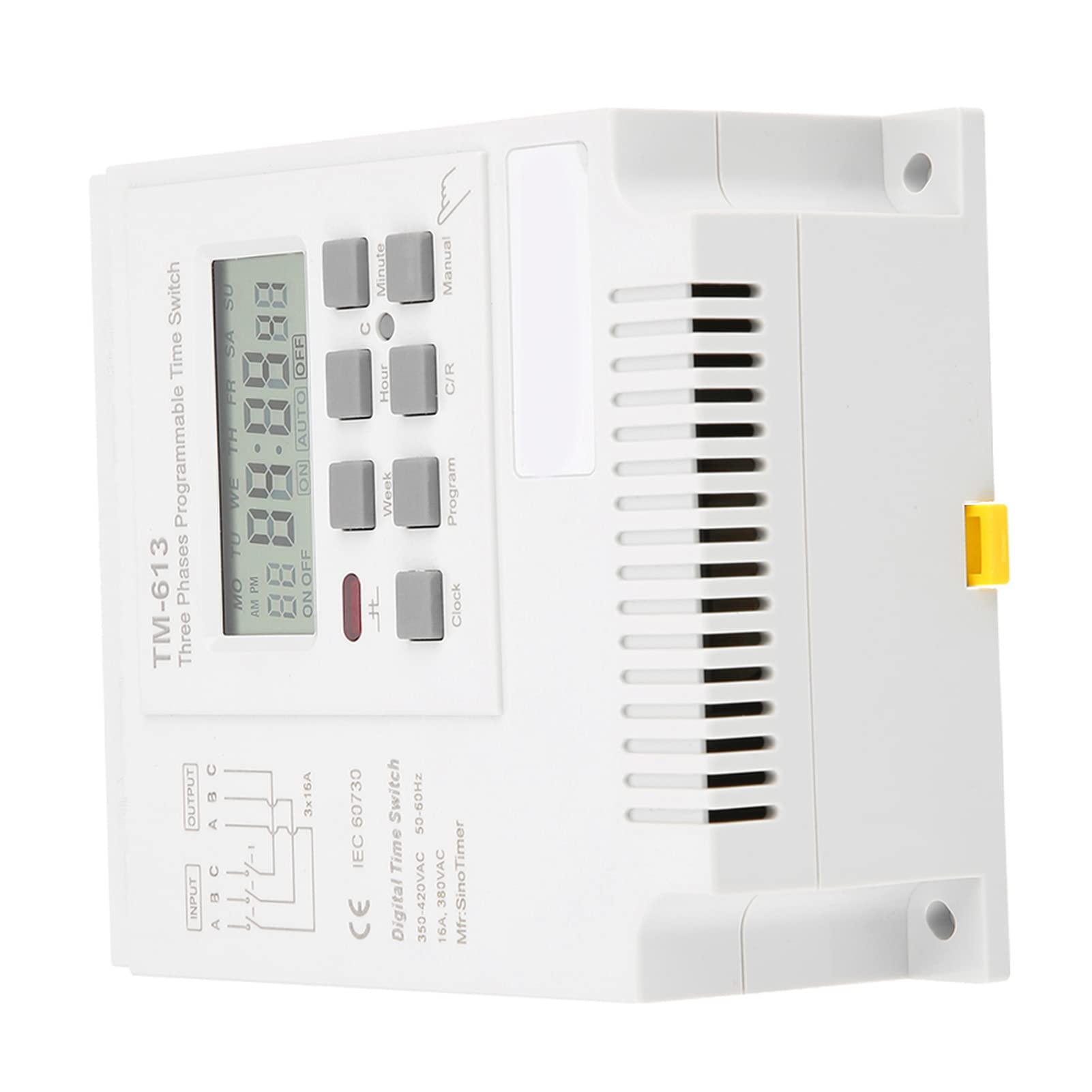 TM 163 Interruptor de temporizador programable Smart Digital para sistemas 380V de tres fases con horarios semanales, 17 parámetros de encendido/apagado y una batería