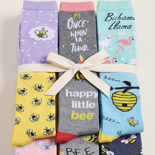 Image of Tipi Toe Women's Fun Patterned Dress Socks, 12-Pack Lightweight Colorful Crew Socks, Casual Novelty Assorted Designs