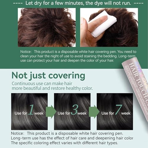 Root Touch Up, Grey Hair Cover Up Beard Dye Hair Mascara Root Cover Up Semi Permanent Hair Dye Temporary Brush On Colour Waterproof Sweatproof Long-Lasting - 3 Type Brushes(Dark Brown) - Image 4