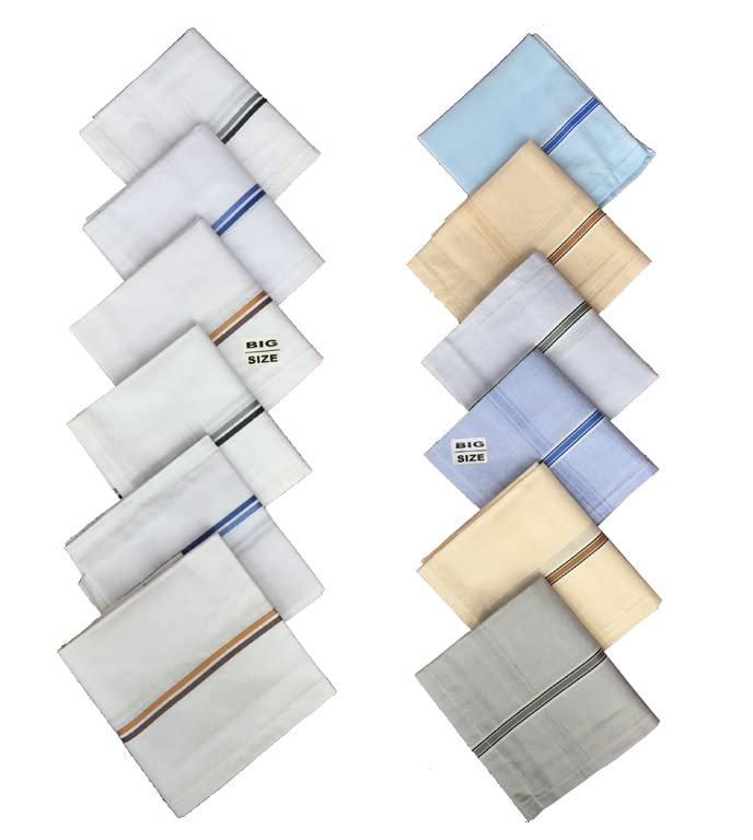 Homeistic Applience Highly Absorbent Cotton Premium Collection Of Handkerchiefs Hanky For Men - (BIG Size, 55 CMX 55 CM)