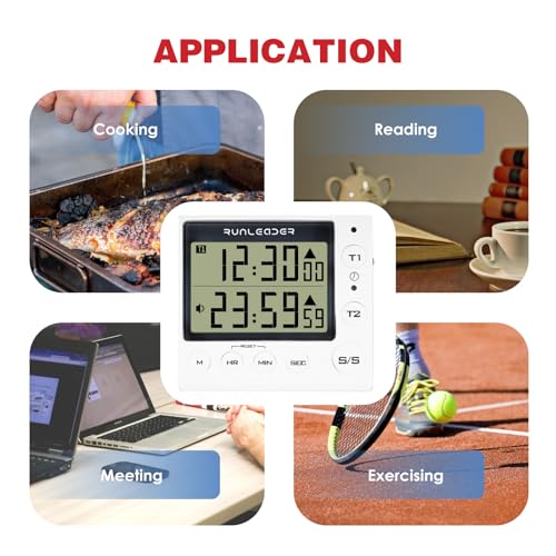 RileyFine KT002 Civil Digital Timer, Countdown-Funktion, Uhrfunktion, Speicherfunktion, zum Kochen in der Küche, zum Lesen, für Bürobesprechungen, Trainingstiming usw. (White)