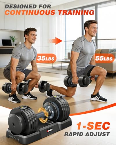 Image of Rendpas Adjustable Dumbbell Set, Quick Adjust Free Weights for Home Gym