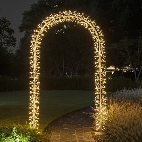 Lightshare Lighted Garden Arbors 7.7FT 832L Bridal Wedding Arch Backdrop Stand Outdoor Indoor Party Decoration (White)