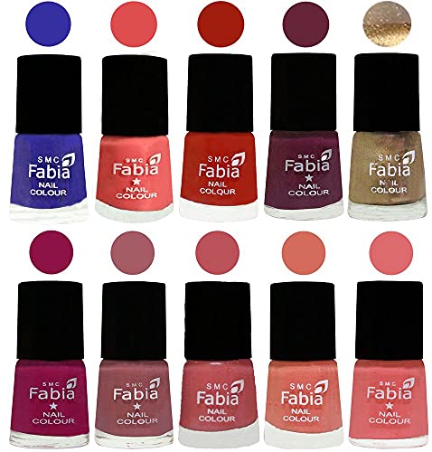 Image of ALL IN ONE (PACK OF 10), Long Lasting Glossy Nail Polish, 6 ml Each, All Vibrant Colours,01779