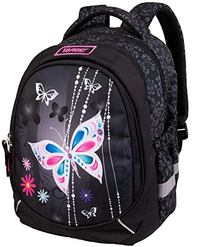 40 X 32 X 18 cm, polyester TARGET , Backpack Superlight Petit Soft Jewel Butterfly Bambine E Ragazze, Black-gray-white, 40x32x18 cm
