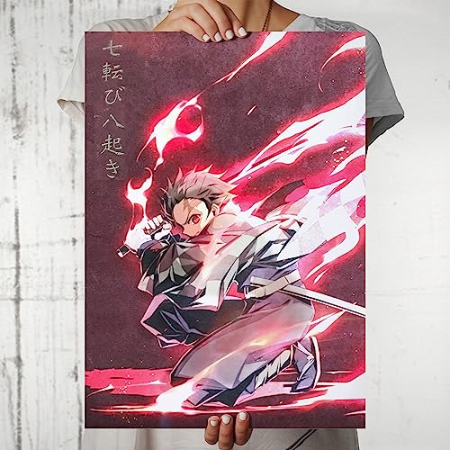 Image of MCSID RAZZ - Demon Slayer - Tanjiro The Fire Breather Design A4 Size Poster (With Frame) - Best Gift For Demon Slayer Fans /Best Artifacts To Your Home & Decor /For Anime Fandom