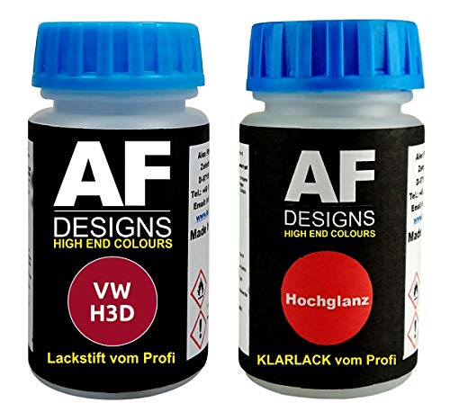 Lápiz Retoque compatible con VW/Volkswagen H3D Rojo Marsala + Barniz Cada 50ml Pintura Kit
