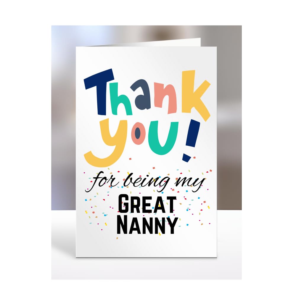 Thank you for being my Great Nanny card, Happy Birthday, gifts for men, women, male, female, him, her, presents for Christmas, to say, A5-148_114