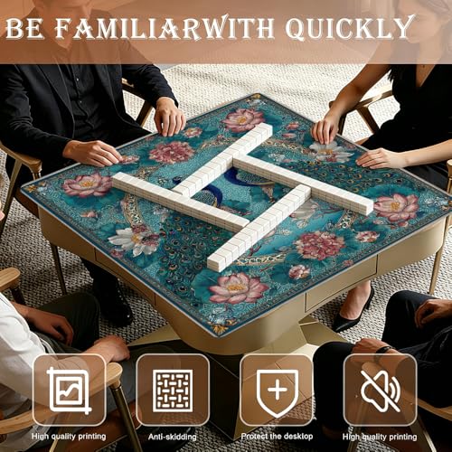 Tapete de Mahjong Chino 33x33 pulgadas con bolsa portátil miniatura 2