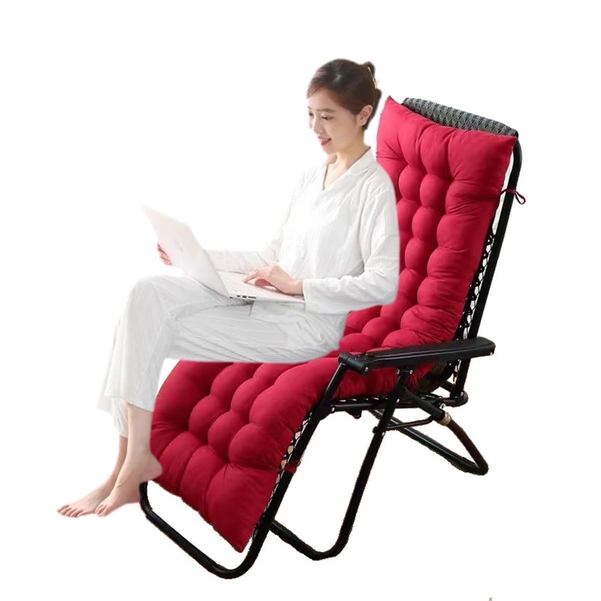 Sun Lounger Cushion Outdoor/Indoor 170*53/125*53CM Thick Garden Chair Recliner Relaxer Rocking Chair Cushion Replacement Bench Seat Cushion Pads, Cushion Pads With Backrest For Holiday Travel ( Color