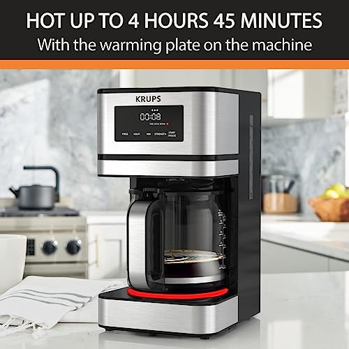 KRUPS Simply Brew: Stainless Steel and Glass Carafe 12 Cup Drip Coffee Maker, Programmable with Digital Display, Dishwasher Safe, Drip Free Coffee Machine, Black and Silver by KRUPS - Used condition - Image 5