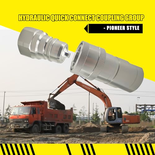 Image of 1 inch Agricultural Hydraulic Quick Connect Coupler Set for Tractor,1 inch NPT Thread ISO 5675 for Parker 4000 Replaces 4010-6P 4050-6P( Heavy-Duty Carbon Steel Poppet Valve)