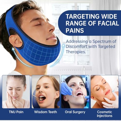Image of Wisdom Teeth Ice Pack Head Wrap Jaw Face Ice Pack with 4 Gel Packs for Wisdom Teeth Removal Extraction Toothache Pain Relief Facial Face Oral Surgery TMJ Tonsillectomy Recovery (Royal Blue)