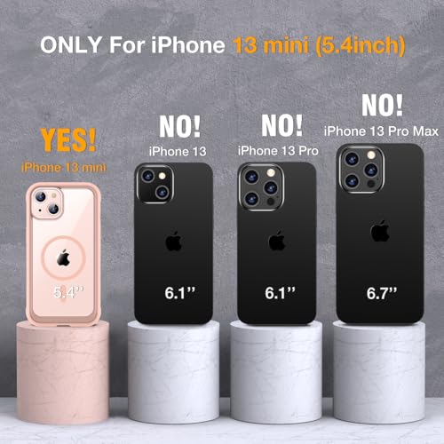 Image of Miracase for iPhone 13 mini Case 5.4 inch,Full-Body Protection,Clear Bumper Case with Built-in 9H Tempered Glass Screen Protector,Military-Grade Drop Protection Outdoor Phone Case for iPhone 13 mini,Pink