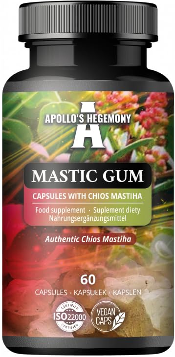 Mastic Gum 500 mg pro Kapsel - 60 Vegane Kapseln - Unterstützt die Verdauungsgesundheit - 60 Tage Vorrat - Nahrungsergänzungsmittel aus Mastixbaumharz - von Apollos Hegemony