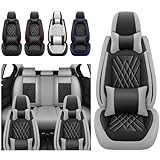 kaiweiqin Car Seat Covers Compatible with Nissan Sentra 1999-2025, Nappa Leather Seat Protectors Scratch Resistant Storage(Full Set with Pillow, Black Gray)
