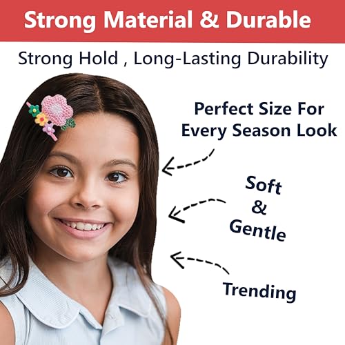 Image of TEMPERIA (1 Pack - 14 Clips) Hair Clips for Girls Kids - Girl Gift Items for Birthday - Cute Hair Clips & Pins Set for Baby & Small Girls - Girl Hair Accessories (Random Colors & Designs) (MN02)
