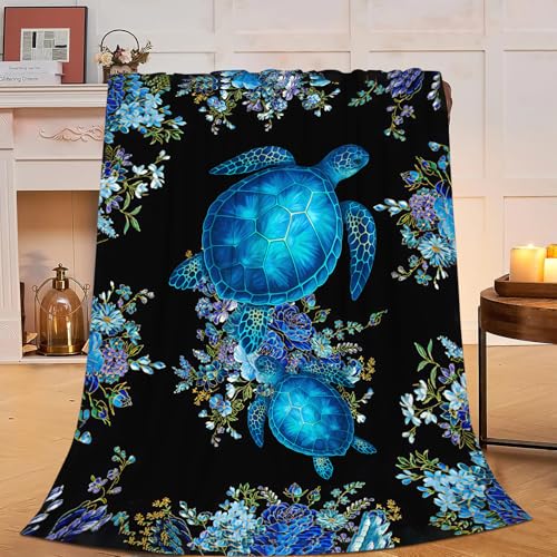Coperta a forma di tartaruga marina, morbida coperta in pile felpato, accogliente regalo per donne, ragazze, bambini, adulti, 101 x 127 cm