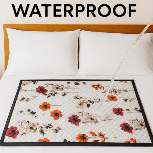 Image of Homerz Premium Reversible Bed Server | 30x30 Inch Quilted Waterproof Fabric | Foldable Dining Mat for Bed, Sofa & Floor Use (Geopop, 30x30)