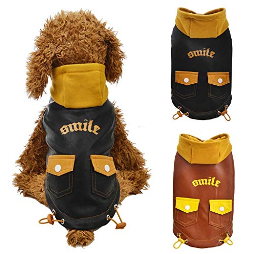 Voberry Small Dog Sweater Pet Puppy Cat Hoodie Winter Warm Sweater Coat Costume Apparel (Black, M)