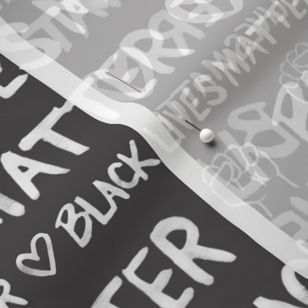 Spoonflower Fabric - Black Lives Matter Watercolor Monochrome Printed on Chiffon Fabric by The Yard - Sewing Fashion Apparel Dresses Home Decor