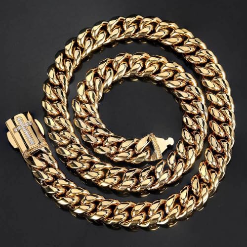 Solid 18K gold necklace men's cross Cuban chain necklace moissanite fashion accessories Father's Day/Christmas/birthday gift4