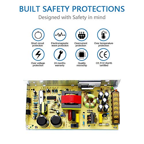 SHNITPWR 24V 5A 120W Switching Power Supply Adapter Transformer AC 110V 220V to DC 24 Volt 5amp 4.5A 4A 3.5A 3A 2A 1A Converter LED Driver 2 Channels for LED Lighting Projects 3D Printer CCTV Camera3