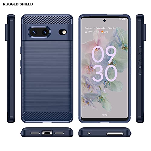 Image of Hybrid Carbon Fiber Back Case for Google Pixel 7 (Blue)