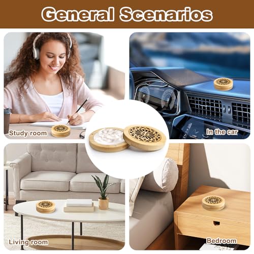 TESSTSY 1 Piezas Difusor Aceites Esenciales Sin Agua con Caja de Incienso de Madera, Difusor de Aire en Piedra Perfumada, Difusor Aceites Esenciales Sin Cable para Sala de Estar Baño Coche - imagen 6