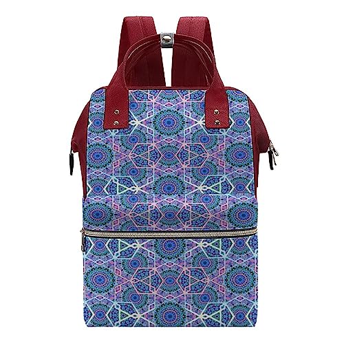 Traditional-Arabic-Geometric-Pattern-Diaper-Bag-Portable-Backpack-Mommy-Bag-Travel-Shoulder-Daypack-for-Outdoor-Working-Beach