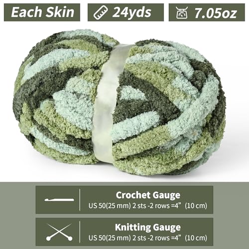 Image of 10 Pack Jumbo Chunky Yarn for Hand Knitting, Fluffy Chunky Chenille Yarn for Crocheting, Variegated Chunky Knit Baby Blanket Yarn, 240 yds /70.5 oz Super Bulky Yarn(Forest Green)