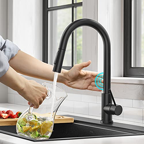 KRAUS Oletto Contemporary Single-Handle Touch Kitchen Sink Faucet with Pull Down Sprayer in Matte Black, KTF-3104MB - image 1