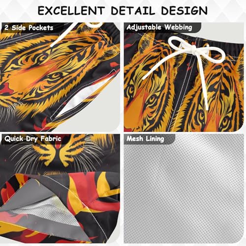 Boccsty Fire Orange Tiger Stripe Boys Swim Trunks Baby Kids Swimwear Summer Toddler Beach Board Shorts 2T3