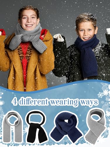 3 Pcs Kids Winter Knitted Scarves Boys Girls Winter Knitted Scarves Suitable for Keeping the Neck Warm for Children4